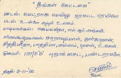 Colombo — 'Thirukkannal' — Carta postal do Sri Lanka — Verso