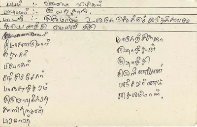 Sri Lanka — cartão postal com selo de 75 centavos e texto em tamil — editor desconhecido — Verso