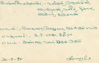 Carte postale Sri Lanka — texte en tamoul — éditeur inconnu, n° de série non visible — Verso