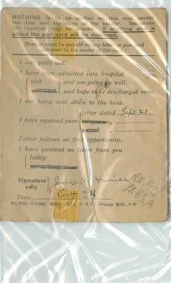 Carta postal militar americana — Serviço Postal Militar dos EUA — destinada a Mr. James A. Hamiele em Pittsburgh, PA — Verso