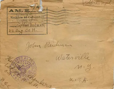 Repatriação de Soldados — Cavaleiros de Colombo — Capitão John Reichman — 22nd Eng Co H — Waterville N.Y.