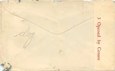 Carta postal australiana — selos e carimbo de censura — destinada a Mrs. Alexander Bartlich, Detroit, Michigan, U.S.A. — Verso