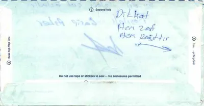 Aérogramme militar — Turquia — Croácia — 1990s — Verso