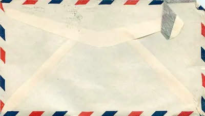 Carta postal aérea — Etiqueta de censura e carimbo aéreo — Editor não visível — Verso