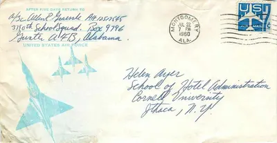 Correio aéreo dos EUA Força Aérea — Base Aérea Montgomery, Alabama — 1960