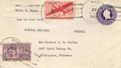 Nice (França) — Carta aérea para Wilmington (Delaware) — United States Postage