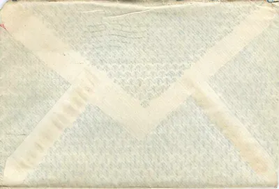 Pocztówka lotnicza — Etykietka wysyłkowa i pieczątka Air Mail — Wydawca nieznany — Rewers