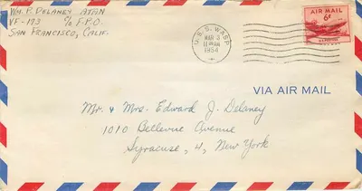 Envelope aéreo — San Francisco, Califórnia — via Air Mail — 3 de março de 1954