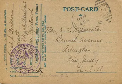 Germont — Soldado em serviço ativo — American Expeditionary Force — Verso