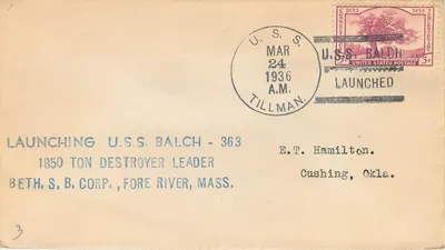 Lançamento do destróier U.S.S. Balch — 1850 ton, Fore River, Mass. — editor não visível