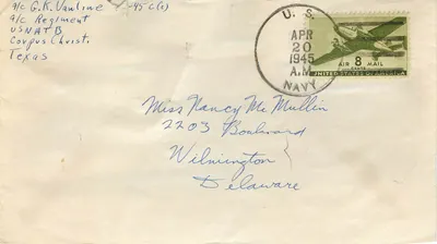 Corpus Christi — USNATB — 9/c G.K. Vauline — 8 cents Air Mail