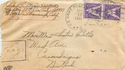 Carta postal da American Red Cross — A.P.O. 101, Califórnia — 17 de dezembro de 1944