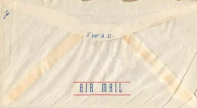 Karta pocztowa lotnicza — 6 centów U.S. Air Mail — przeznaczona dla Pani Howard Phillips, San Francisco, Kalifornia — Rewers