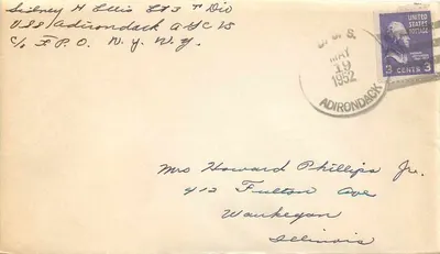 Carta postal sem imagem — Adirondack, N.Y. — 1952