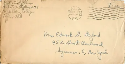 Colégio de Heidelberg — Tiffin, Ohio — envio para Syracuse, New York