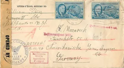 Carte postal militar americana — correspondência para a Alemanha — editor desconhecido