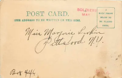 Correspondência de soldados — Correspondência de soldado na Inglaterra — Miss Margorie Larkin, Pittsford, N.Y.