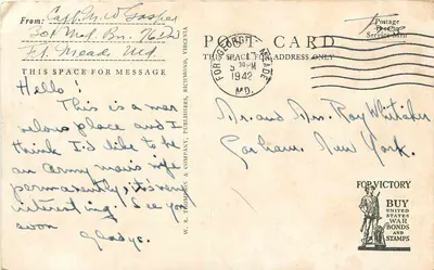 Company Passing in Review — Fort Geo. G. Meade, MD — No. 621 — Verso