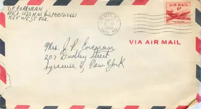 Envelope aéreo — Key West, Flórida — Base Naval — 1954