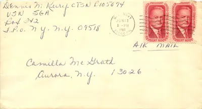 Carta postal aérea — Editor: A.I.K. Mail — Carimbo: 2 carimbos vermelhos Herbert Hoover
