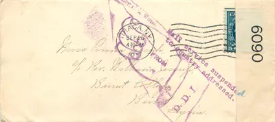 Carta postal de Maca, New York — para Beyrouth, Síria — editor não identificado, n° de série 6090