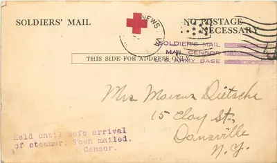 Correspondência dos Soldados — Carta de Partida para a Primeira Guerra Mundial — Base do Exército dos EUA