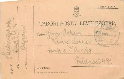 Tábori postai levelezőlap — Tábori posta — editor M. kir. általános nyomda, Budapeste