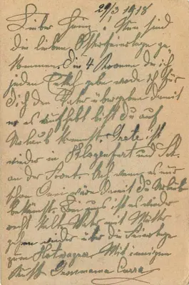 Feldpost Postcard — Campaign III, 29/3/1918 — K.u.k. Feldpostamt Nr. 511 — Back