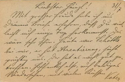 Feldpostkarte — Feldpost Nr. 387 — Wehr IV — dated 31 VII 18-6 — Back