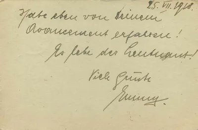 Carta postal de Feldpost — Odești, 5 de junho de 1918 — destinada a Spiny Corra — Verso