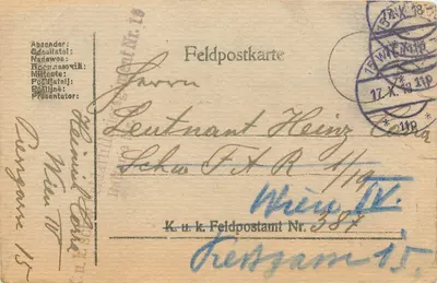 Feldpostkarte — Feldpost da armada austríaca — K.u.k. Feldpostamt Nr. 387, Trenzgam-15