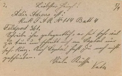 Modling — cartão de correspondência militar — Feldpostkorrespondenzkarte, Feldpostamt Nr. 387 — Verso