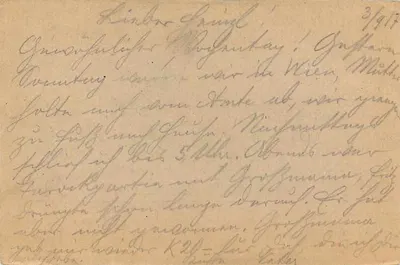 Carta postal de campo — Feldpostkarte — enviada de Rosteleț, Romênia, em torno de 1917 — Verso