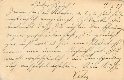 Field Post Postcard — 9 July 1917 — Vienna — Back