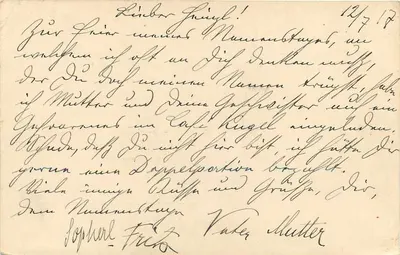 Carta postal de Feldpost — 12 de julho de 1917 — 4º escritório de correios de Viena — Verso