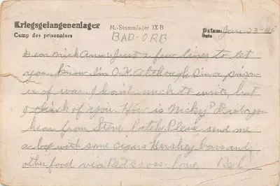 Camp przemoczeni wojenni Bad Orb — M. Stammlager IX B — George Gerenday — datowany 23-06-45 — Rewers