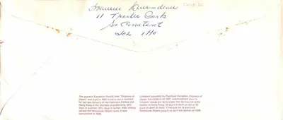 Empress of Japan — nave del Pacifico Canadese — Canada 34 — Verso