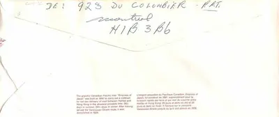Emperatriz de Japón — buque del Pacífico Canadiense — editor Canada 34 — Reverso