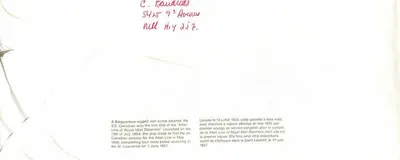 S.S. Canadian — primeiro viagem — Canada Post — Verso