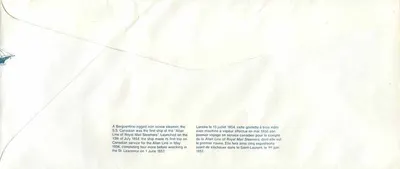 El SS Canadian — primer transatlántico de vapor canadiense — editor Postal Coo — Reverso