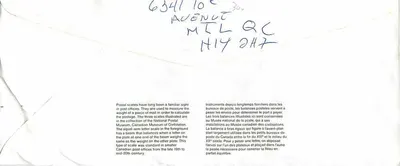 Balancinhas postais — Museu Canadense da Civilização — editor não visível — Verso