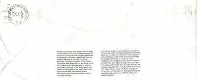 Wagi pocztowe — Muzeum Kanadyjskiej Cywilizacji — Wydawca nieznany — Rewers