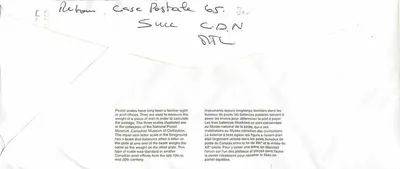 Bilance postali — Museo canadense delle civiltà — editore non visibile — Verso