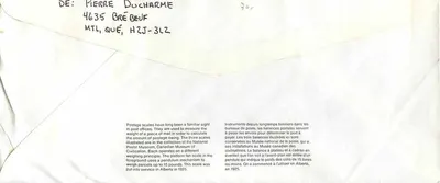 Balanzas postales — Museo canadiense de correos — Canadá 39 — Reverso