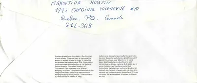 Postbalansen — Canadese Postmuseum — uitgever niet zichtbaar — Achterkant