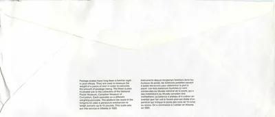 Wagi pocztowe — Kolekcja Muzeum Narodowego Cywilizacji — Wydawca: Canada Post — Rewers