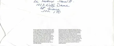 Bilance postali — Museo nazionale del Canada — Editore non visibile — Verso