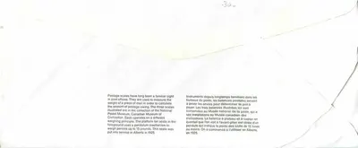 Wagi pocztowe — Muzeum Kanadyjskich Cywilizacji — wydawca nieznany — Rewers