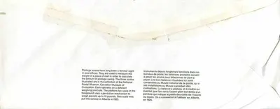 Wagi pocztowe — Muzeum Kanadyjskich Cywilizacji — Kanada 39 — Rewers
