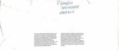 Wagi pocztowe — Narodowy Muzeum Poczty — Kanada — Rewers